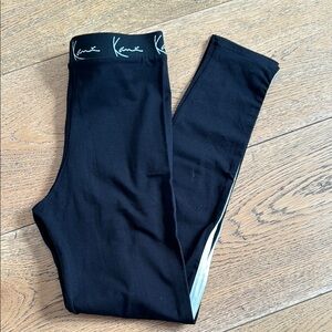 PrettyLittleThing Black Leggings with White Side Stripe